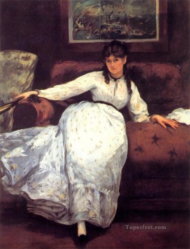  impressionism Canvas - Repose Study of Berthe Morisot Realism Impressionism Edouard Manet